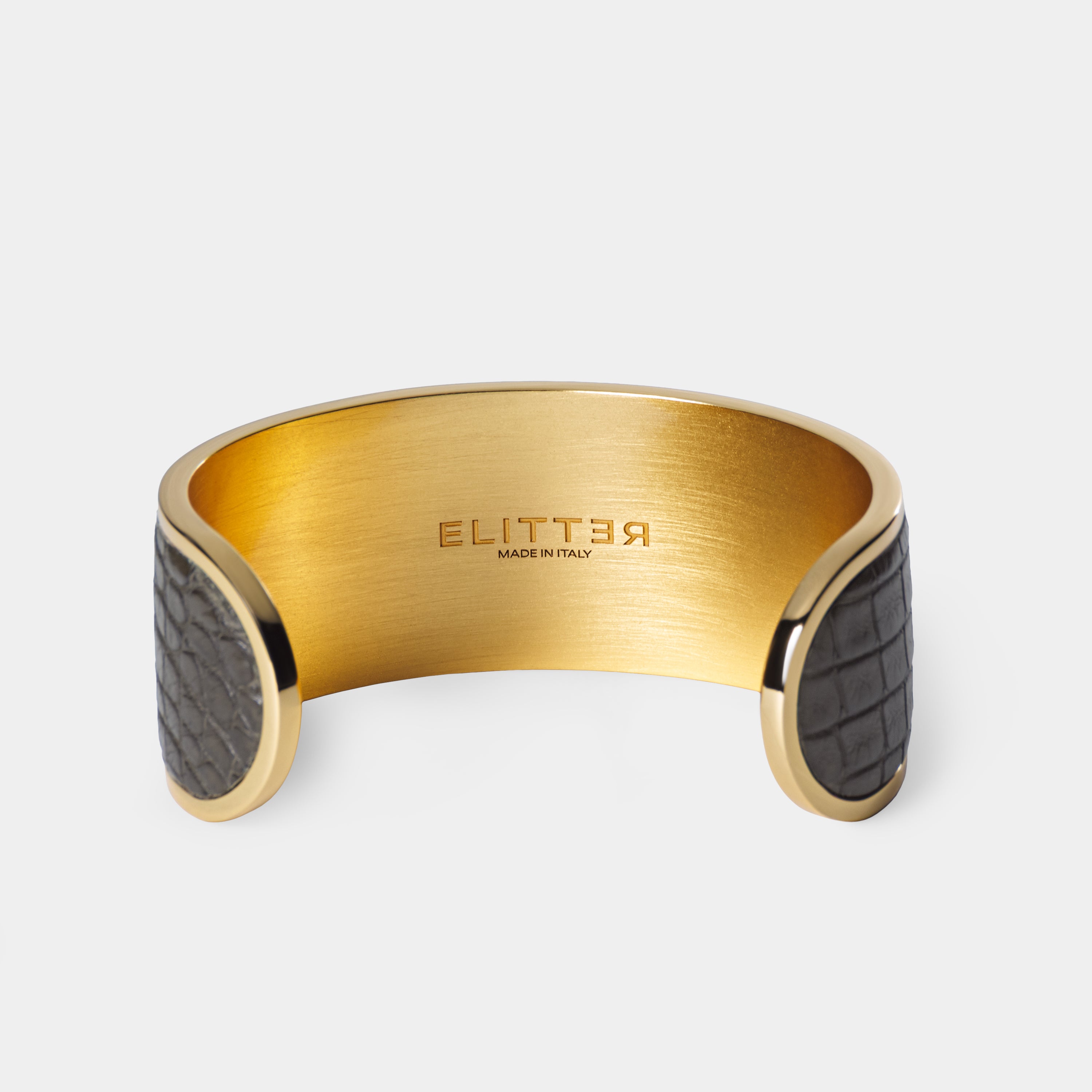 crocodile leather bracelet purum big gold black back