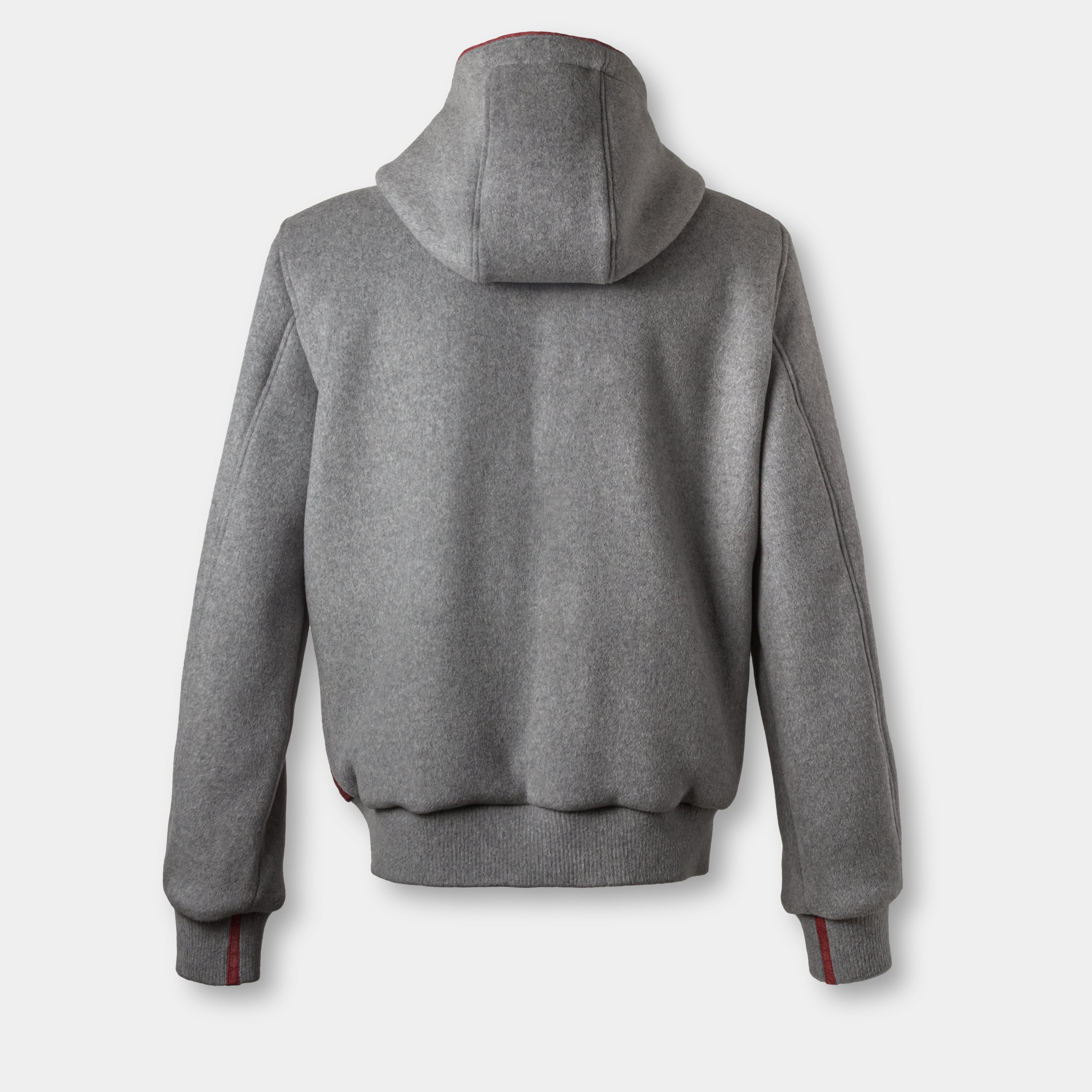 Chicago hoodie bomber back view, grey cashmere back and sleeves – Elitter Milano