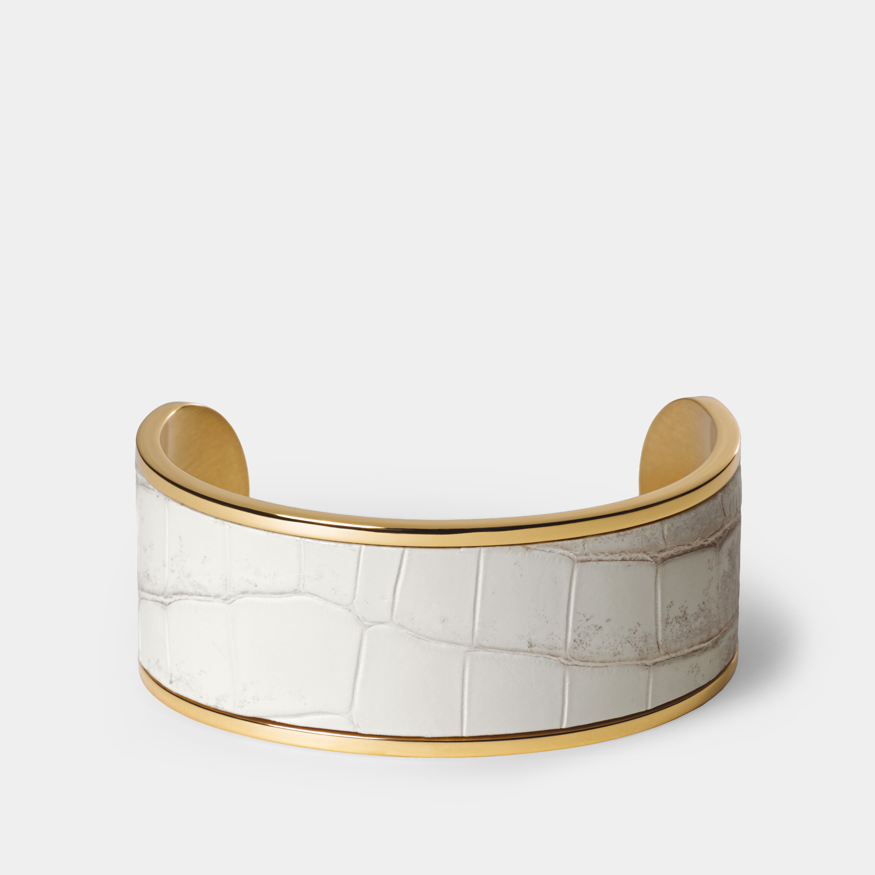 crocodile leather bracelet purum big gold himalaya front