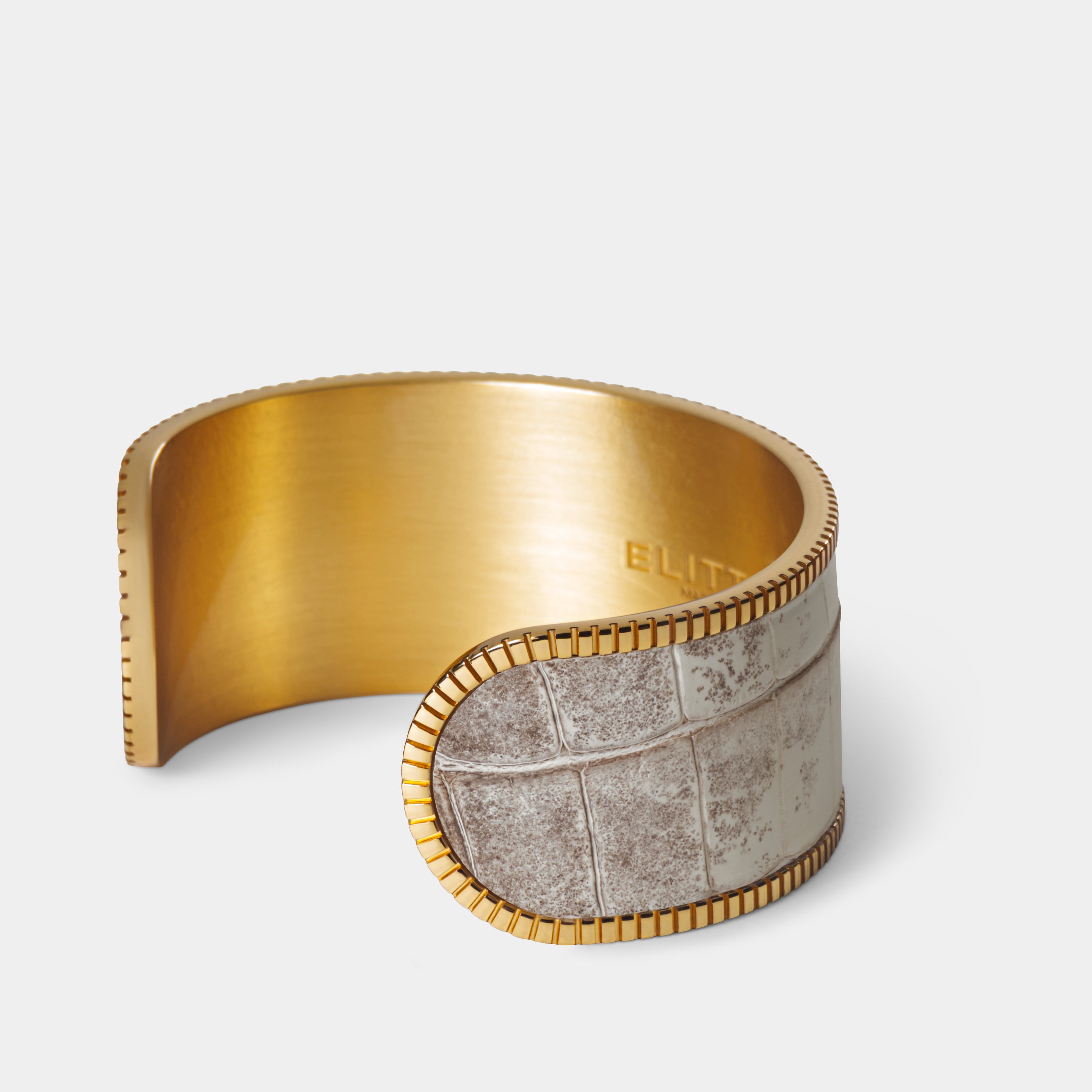 crocodile leather bracelet signum big gold himalaya side