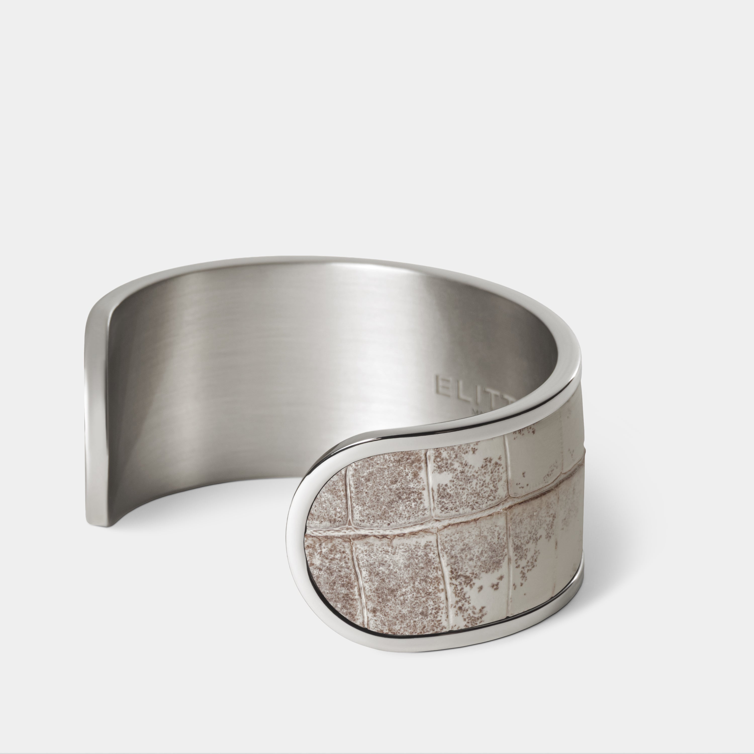 crocodile leather bracelet purum big palladium himalaya side