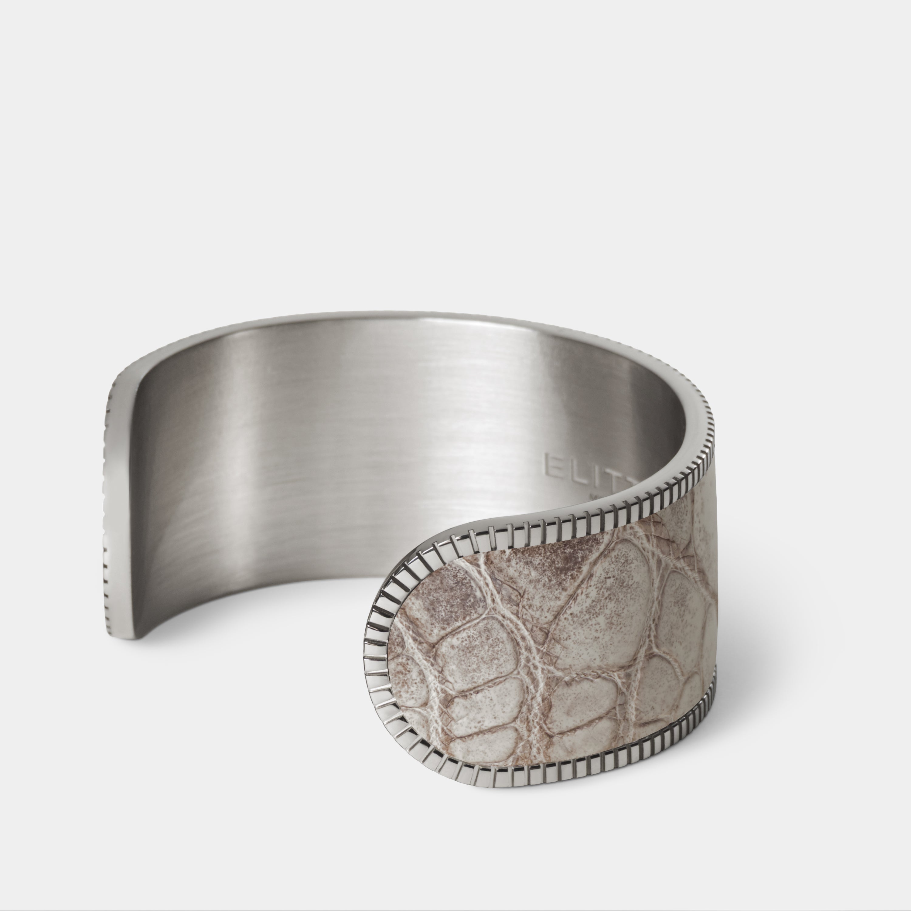 crocodile leather bracelet signum big palladium himalaya side