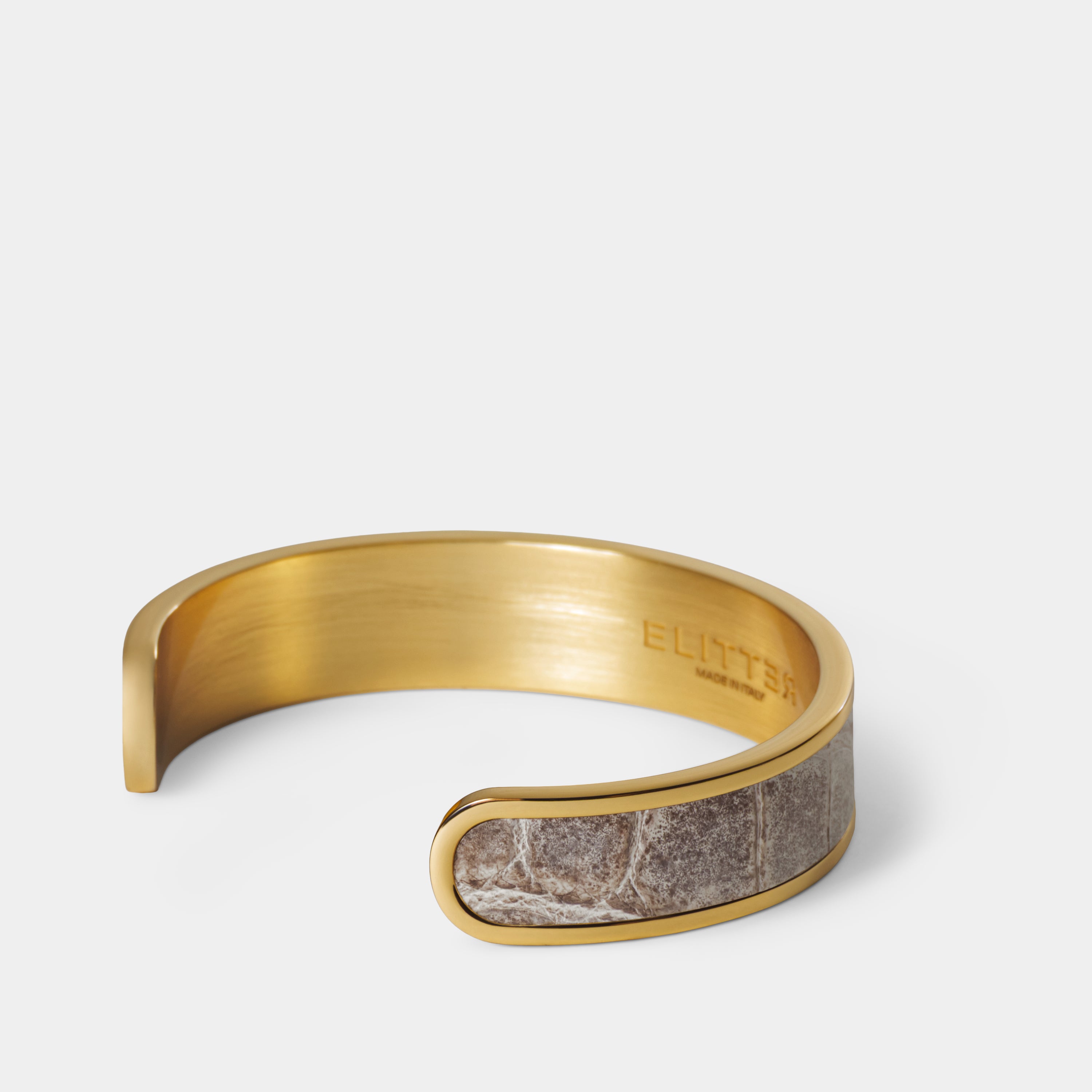 crocodile leather bracelet purum small gold himalaya side