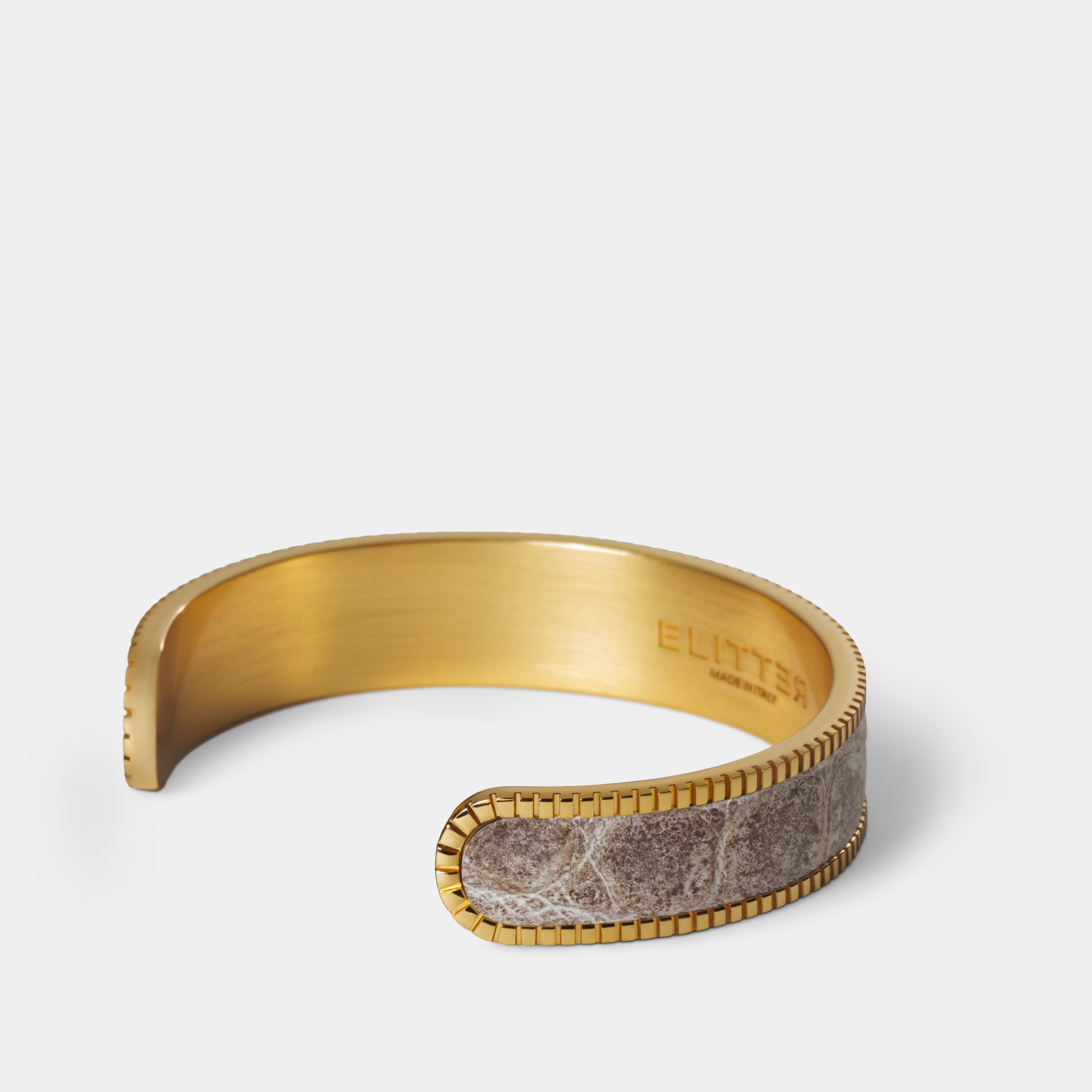 crocodile leather bracelet signum small gold himalaya side