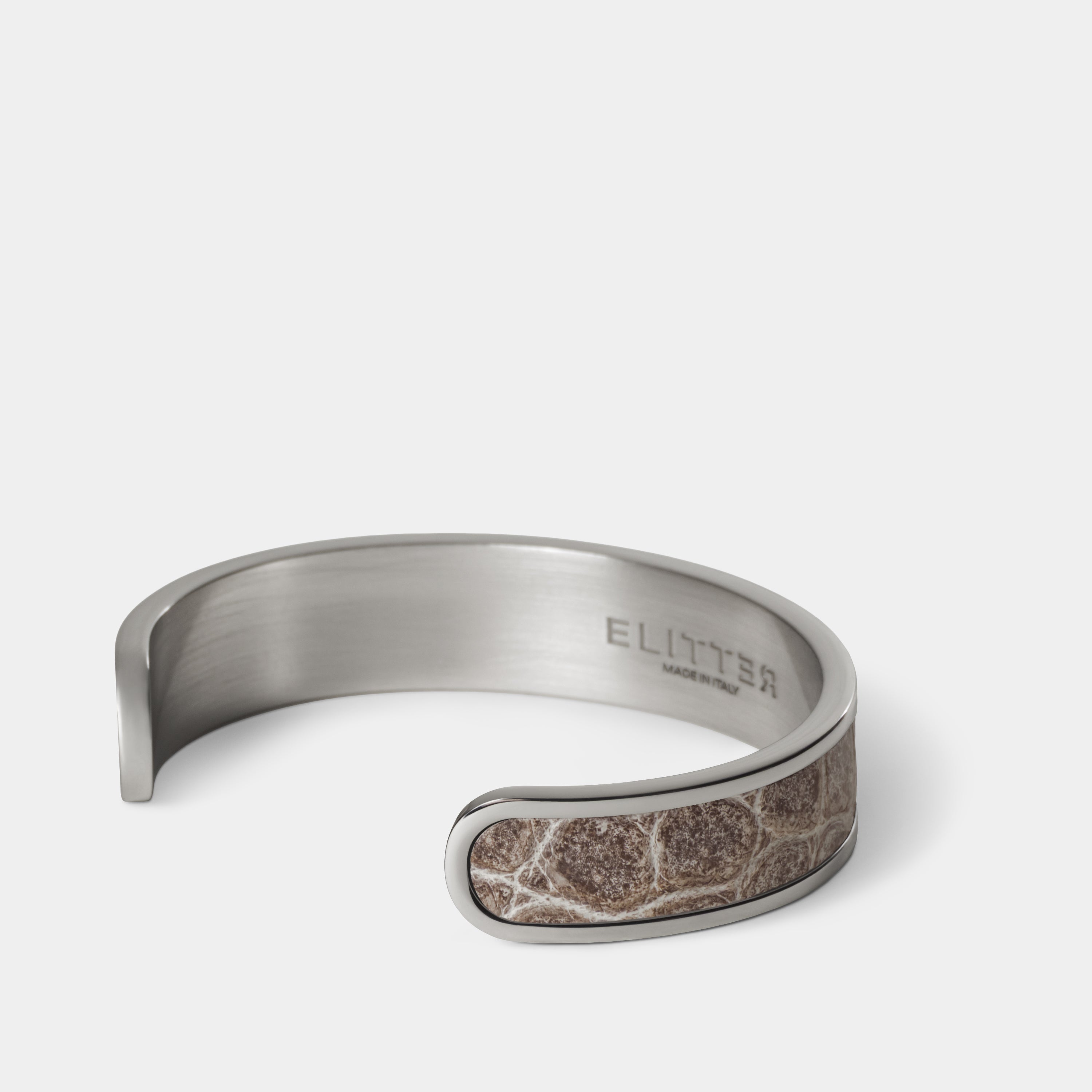 crocodile leather bracelet purum small palladium himalaya side