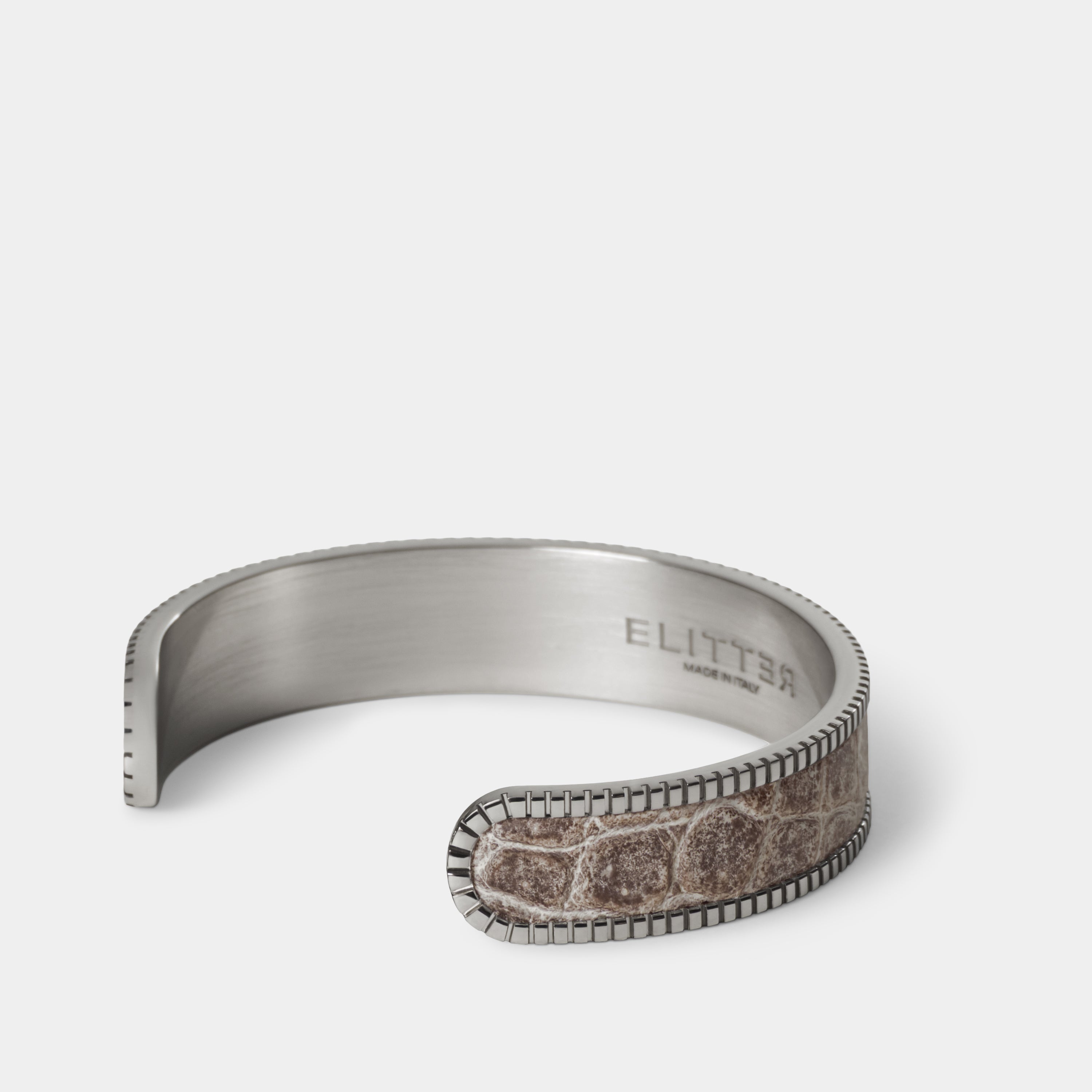 crocodile leather bracelet signum small palladium himalaya side