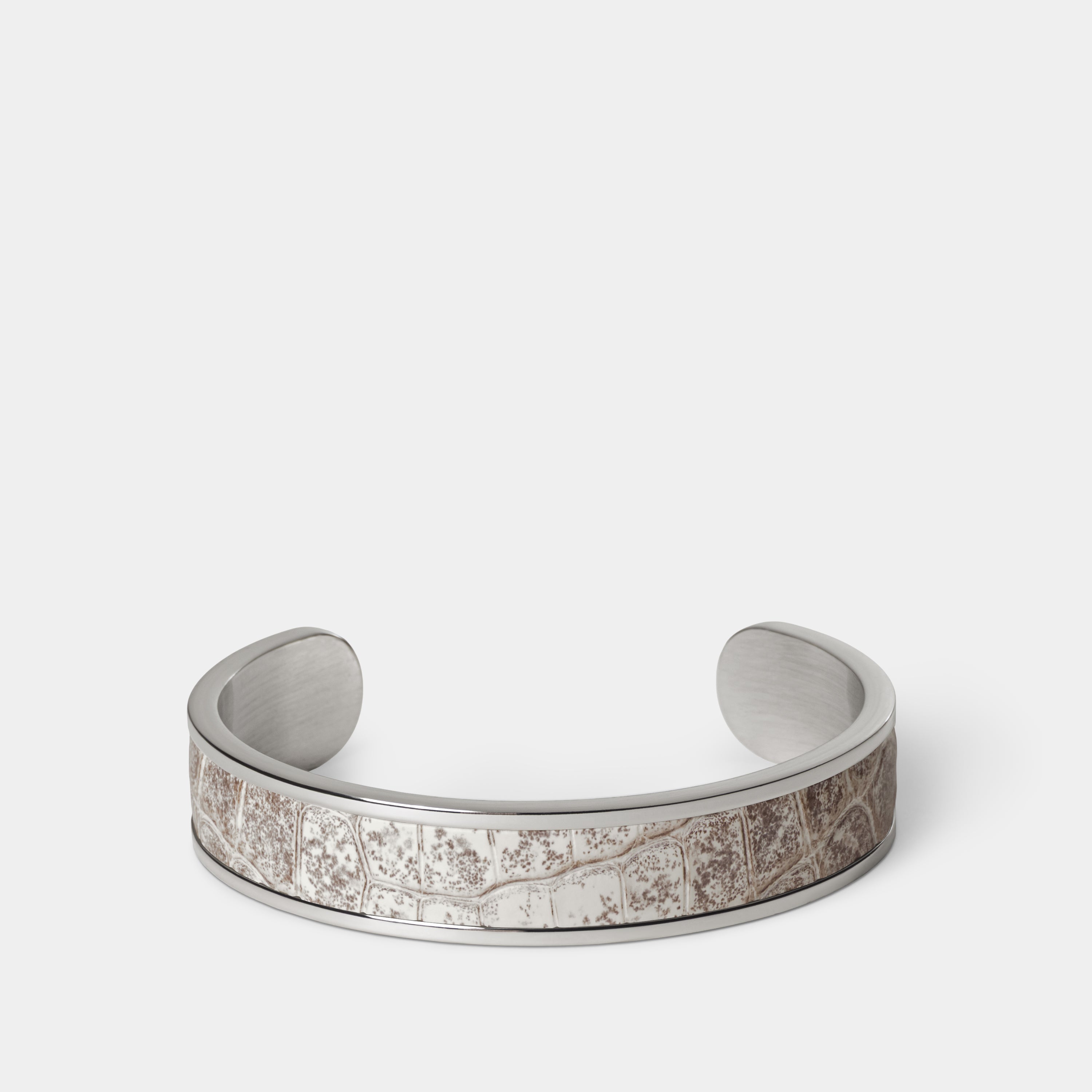 crocodile leather bracelet purum small palladium himalaya front