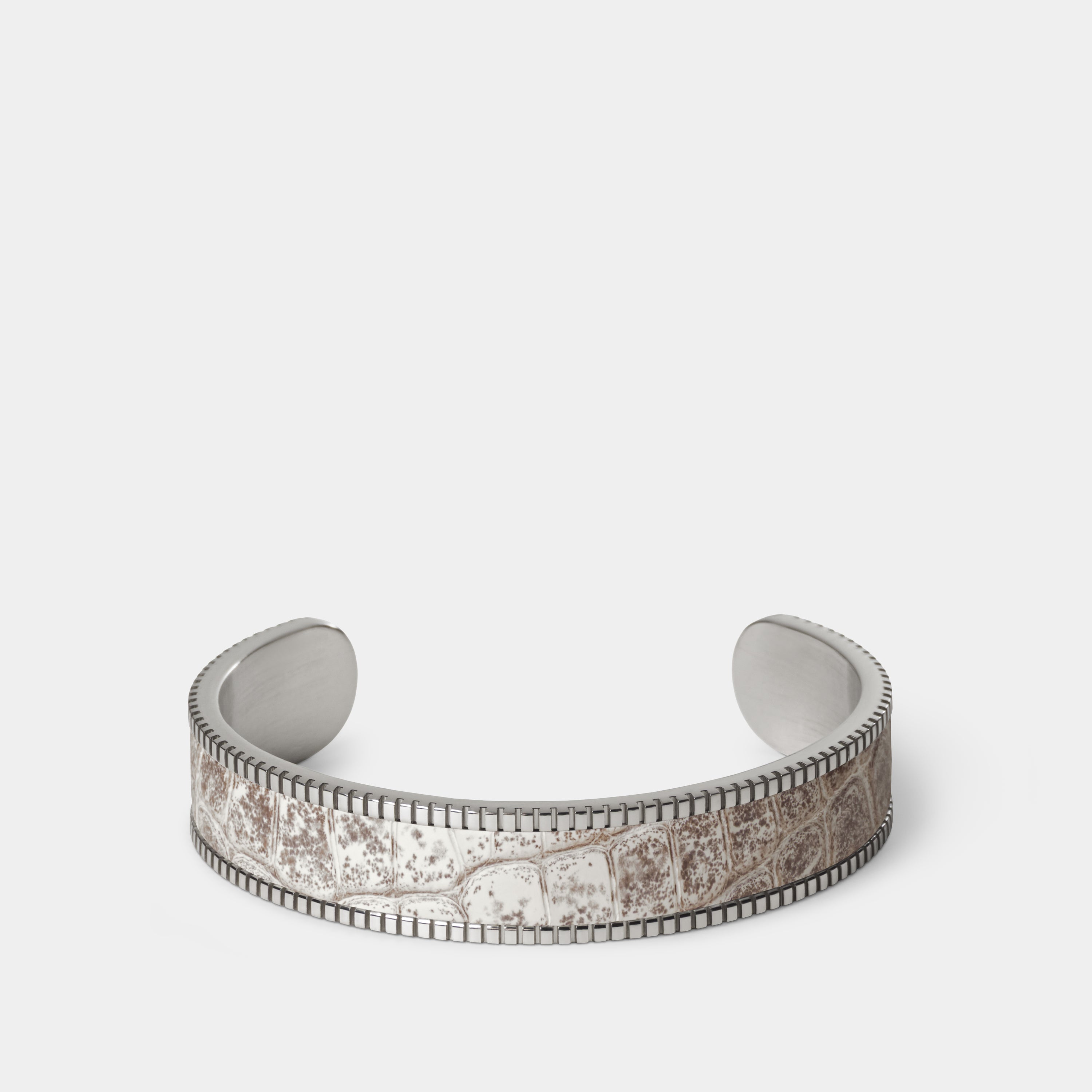 crocodile leather bracelet signum small palladium himalaya front