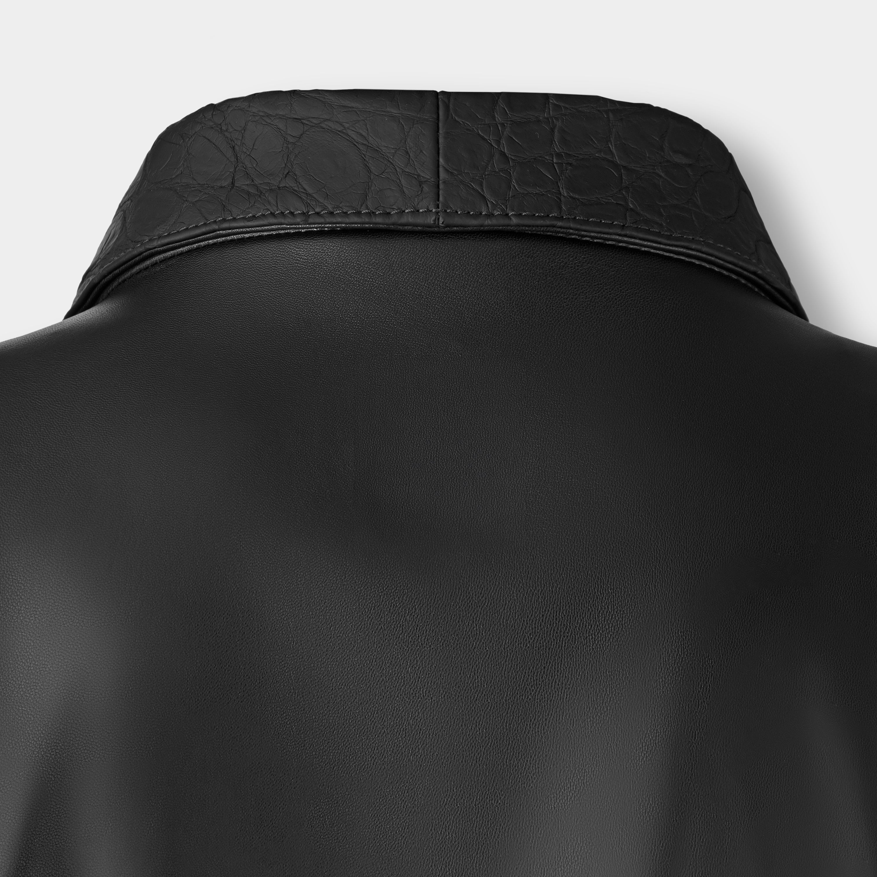GQ shirt collar jacket back collar detail, nappa leather panel – Elitter Milano