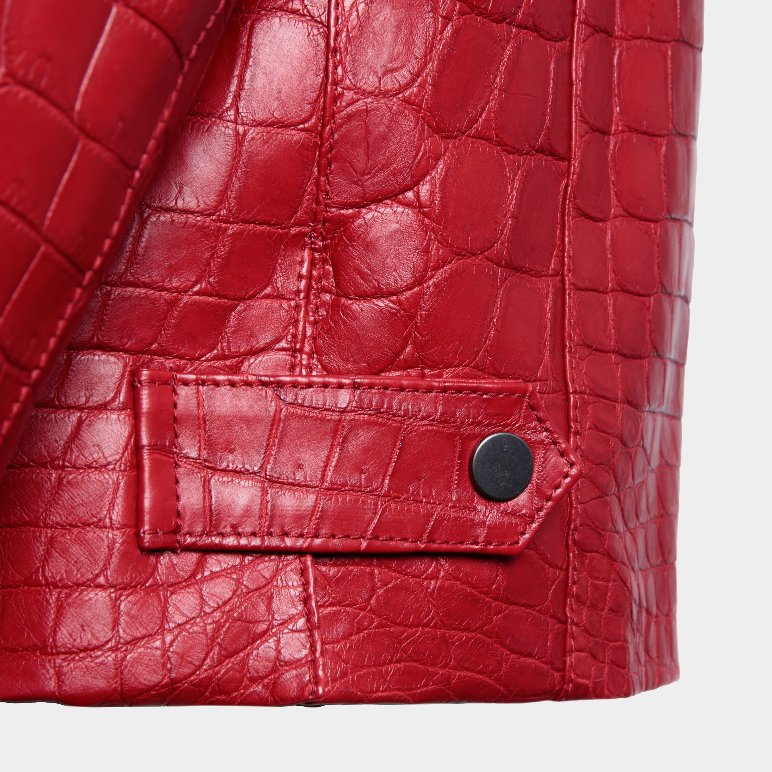 Venezia biker cuff snap button detail, red crocodile leather – Elitter Milano